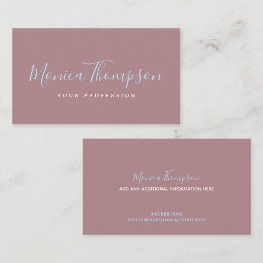 ほこりっぽいバラに手書きフェミニンの草行名 名刺 (正面/裏面)