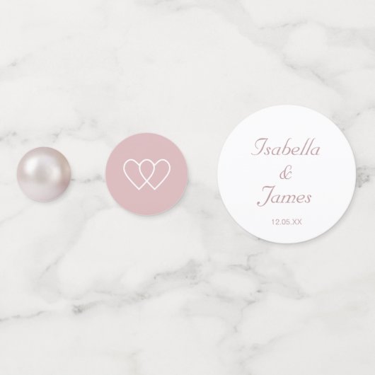 ほこりっぽいバラのシックな真珠とハート結婚 コンフェッティ (正面)