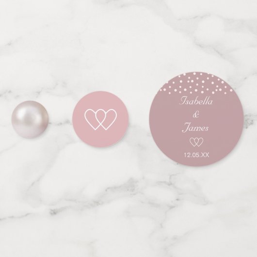 ほこりっぽいバラのシックな真珠とハート結婚 コンフェッティ (裏面)