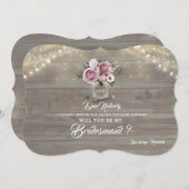 ほこりっぽいバラのフローラ素朴は私の花嫁になる 招待状 (正面/裏面)