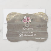 ほこりっぽいバラのフローラ素朴は私の花嫁になる 招待状 (正面)