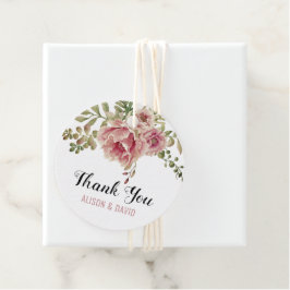 ほこりっぽいバラの水の色の花結婚の世話をありがとう フェイバータグ