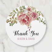 ほこりっぽいバラの水の色の花結婚の世話をありがとう フェイバータグ (正面)