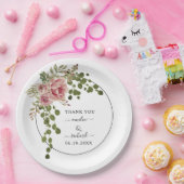 ほこりっぽいバラの水色の花ありがとう結婚。 ペーパープレート (パーティー)