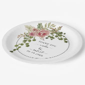 ほこりっぽいバラの水色の花ありがとう結婚。 ペーパープレート (アングル)