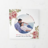 ほこりっぽいバラの水色の花葉緑の花、写真 三つ折りプログラム (カバー)