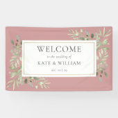 ほこりっぽいバラの緑結婚の葉の歓迎 横断幕 (横)