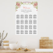 ほこりっぽいバラの花の水結婚色のシーティングチャート ポスター (キッチン)