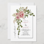 ほこりっぽいバラの花結婚アーチのカップルのシャワー 招待状 (正面)
