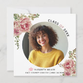 ほこりっぽいバラの花2023年クラス卒業写真 案内状 (正面)