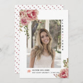 ほこりっぽいバラの花2025年クラス卒業写真 案内状 (正面/裏面)