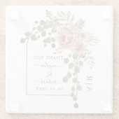 ほこりっぽいバラの花、アーチとモノグラム結婚の ガラスコースター (裏面)