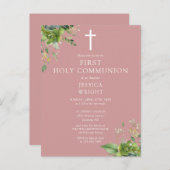 ほこりっぽいバラの葉の最初の聖餐式招待状 ポストカード (正面/裏面)