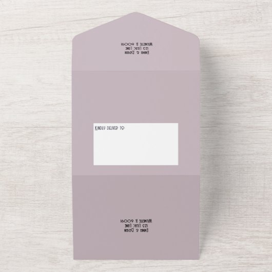 ほこりっぽいバラは、1つの結婚式の招待ですべてのフローラをエッチング オールインワン招待状 (外側)