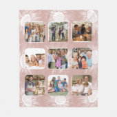 ほこりっぽいバラひまわりシンプル9フォトコラージュ フリースブランケット (正面)