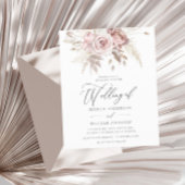 ほこりっぽいバラアイボリーフローラ予算結婚式招待状