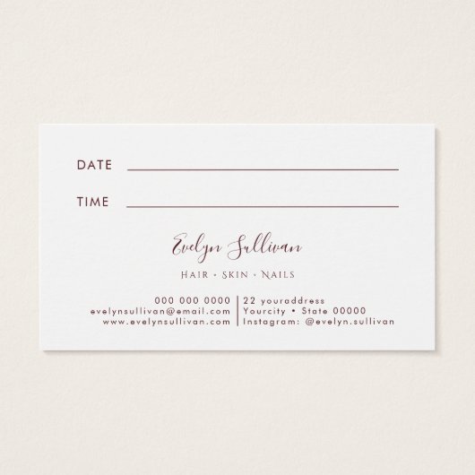 ほこりっぽいバラアゲートアポイントメントカード (裏面)