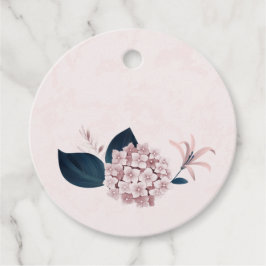 ほこりっぽいバラアジサイ&ネイビー葉ズピンク フェイバータグ