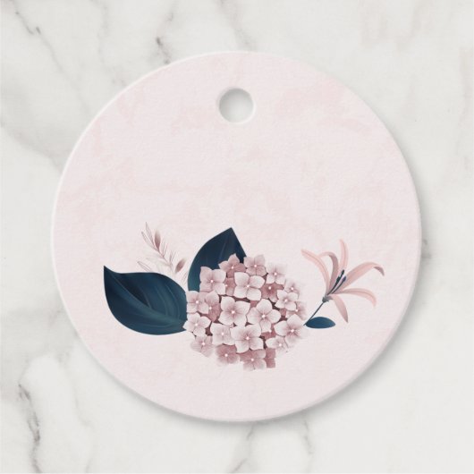 ほこりっぽいバラアジサイ&ネイビー葉ズピンク フェイバータグ (正面)