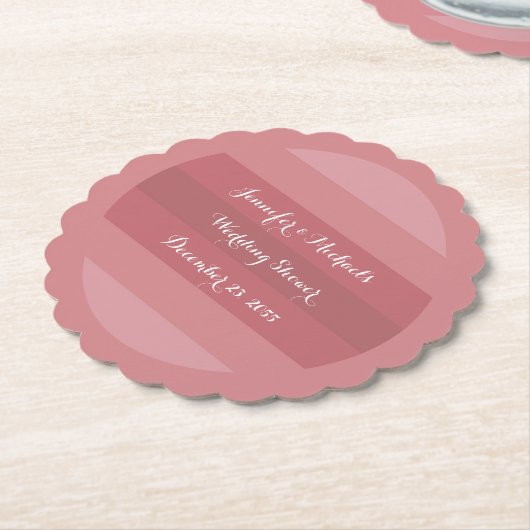 ほこりっぽいバラウェディングシャワーまたは記念日パーティー ペーパーコースター (アングル)