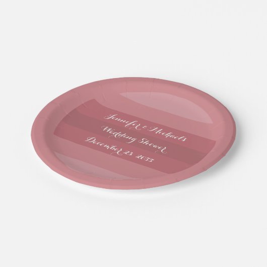 ほこりっぽいバラウェディングシャワーまたは記念日パーティー ペーパープレート (アングル)