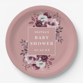 ほこりっぽいバラエレガントカントリーフローラ赤ちゃんシャワー ペーパープレート