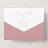 ほこりっぽいバラエレガントピンクスクリプトQRコー結婚ド オールインワン招待状 (裏面)