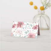 ほこりっぽいバラエレガントフラワーロマン結婚ティーズ プレイスカード (裏面)