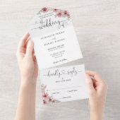 ほこりっぽいバラエレガントフローラスクリプト結婚ハート オールインワン招待状 (貼ってはがせる)