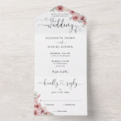 ほこりっぽいバラエレガントフローラスクリプト結婚ハート オールインワン招待状 (内側)