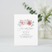 ほこりっぽいバラエレガントフローラ日付の保存 案内ポストカード (スタンド正面)