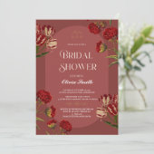 ほこりっぽいバラエレガントブライダルシャワー、ほこりっぽいピンク色の花 招待状 (スタンド正面)
