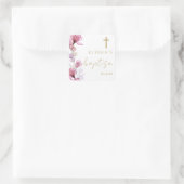 ほこりっぽいバラエレガントモダンフローラ洗礼 スクエアシール (バッグ)