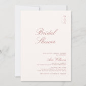 ほこりっぽいバラエレガント書道ブライダルシャワー 招待状 (正面)