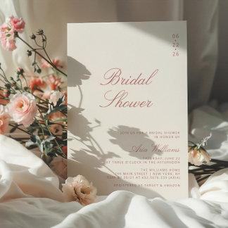 ほこりっぽいバラエレガント書道ブライダルシャワー 招待状