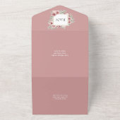 ほこりっぽいバラエレガント結婚モダンフローラ オールインワン招待状 (外側)