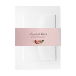 ほこりっぽいバラエレガント花模様の名結婚前 招待状ベリーバンド