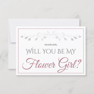 ほこりっぽいバラオンエレガントホワイトBe My Flower Girl Card カード