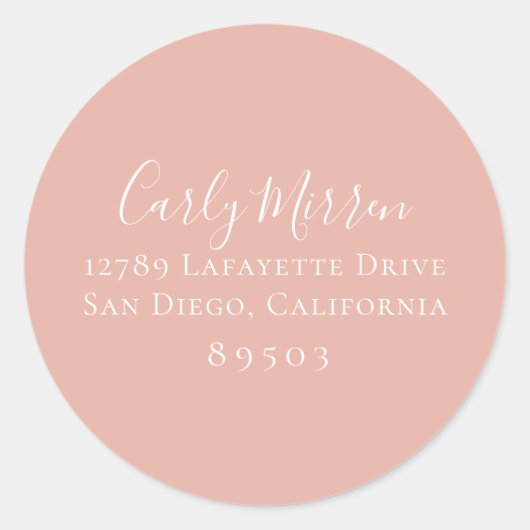 ほこりっぽいバラカラー差出人住所シール ラウンドシール (正面)