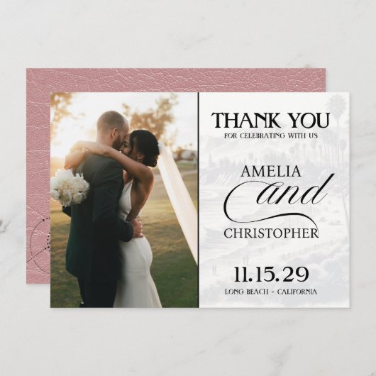 ほこりっぽいバラカリフォルニアパスポート サンキューカード (正面/裏面)