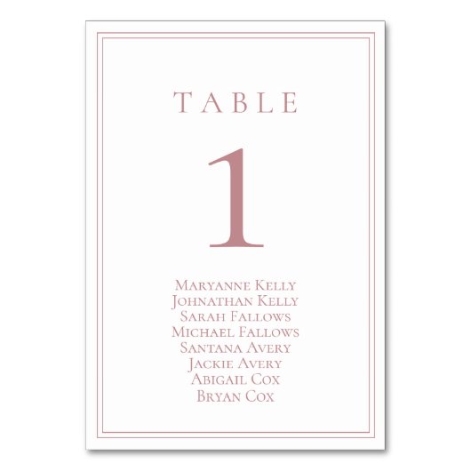 ほこりっぽいバラクラシックのテーブル番号（シーティングチャート付き） テーブルナンバー (裏面)