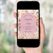 ほこりっぽいバラクリームフローラアーチ優雅な結婚式 招待状