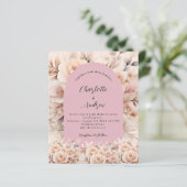 ほこりっぽいバラクリームフローラアーチ結婚式招待状 (スタンド正面)