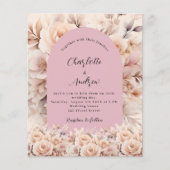 ほこりっぽいバラクリームフローラアーチ結婚式招待状 (正面)