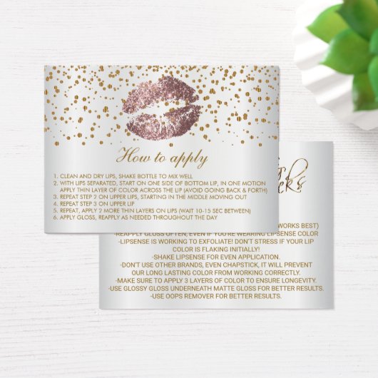 ほこりっぽいバラグリッターリップアプリケーションの指示 (デスク)