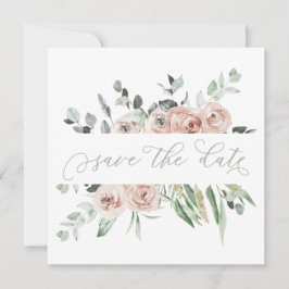 ほこりっぽいバラグリーンリーユーカリ日付を保存 案内状