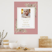 ほこりっぽいバラグリーンリー写真お祝いのライフサイン ポスター (キッチン)