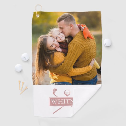 ほこりっぽいバラゴルフクラブ及びボール名前をカスタムする写真 ゴルフタオル (インサイチュ)