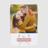 ほこりっぽいバラゴルフクラブ及びボール名前をカスタムする写真 ゴルフタオル (正面)