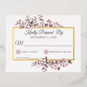 ほこりっぽいバラサザンコットンボタニカルウェディングRSVP 箔招待状ポストカード (正面)